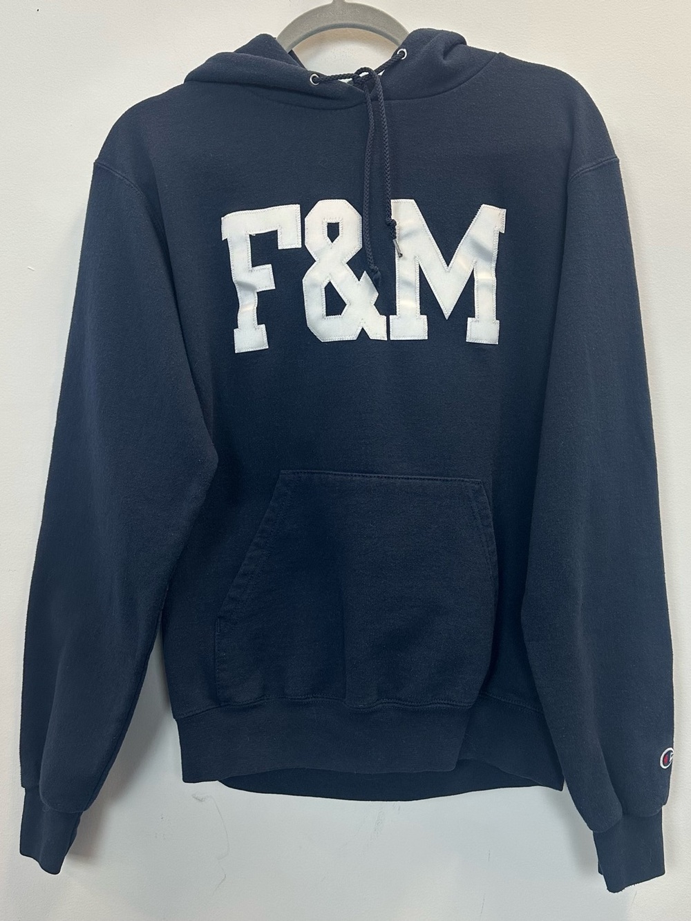 Champion F&M Hoodie Navy Blue White Small